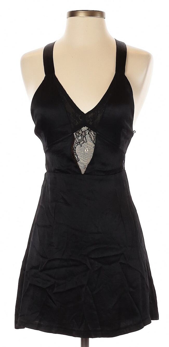 NWT LF Seek The Label Black Lace Cutout V Neck Mini Dress XS